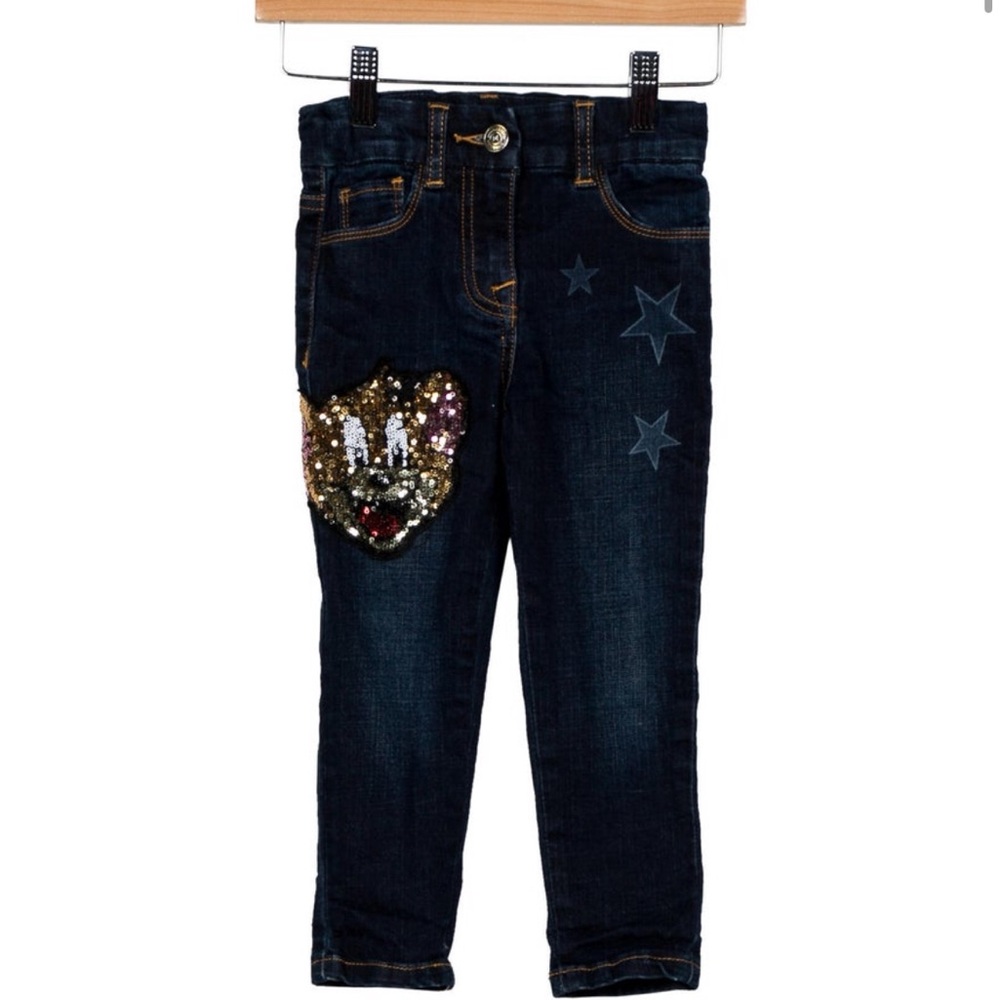 MonnaLisa Blue and Gold Jeans Stylish Bottoms